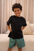 Boys summer pajama set Black t-shirt + Green Dog shorts